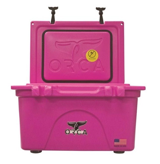 Pink ORCA Cooler with rotomolded construction and premium insulation
